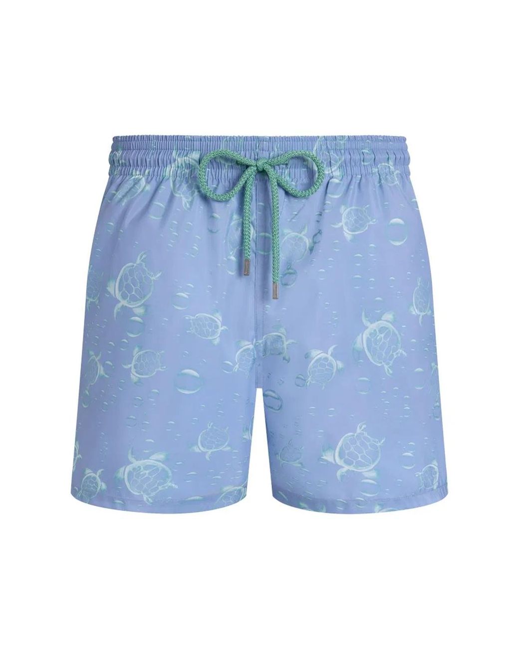 Vilebrequin Blue Swim Shorts With Turtle And Water Bubble Print And Matching Pouch for men