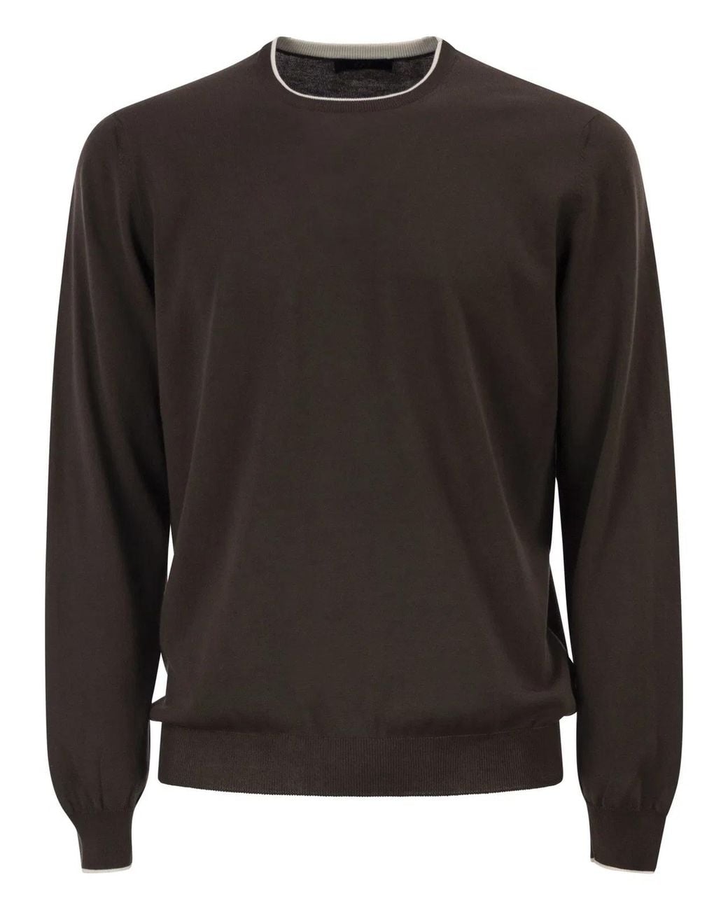 Fay Black Cotton Crew Neck Jumper for men