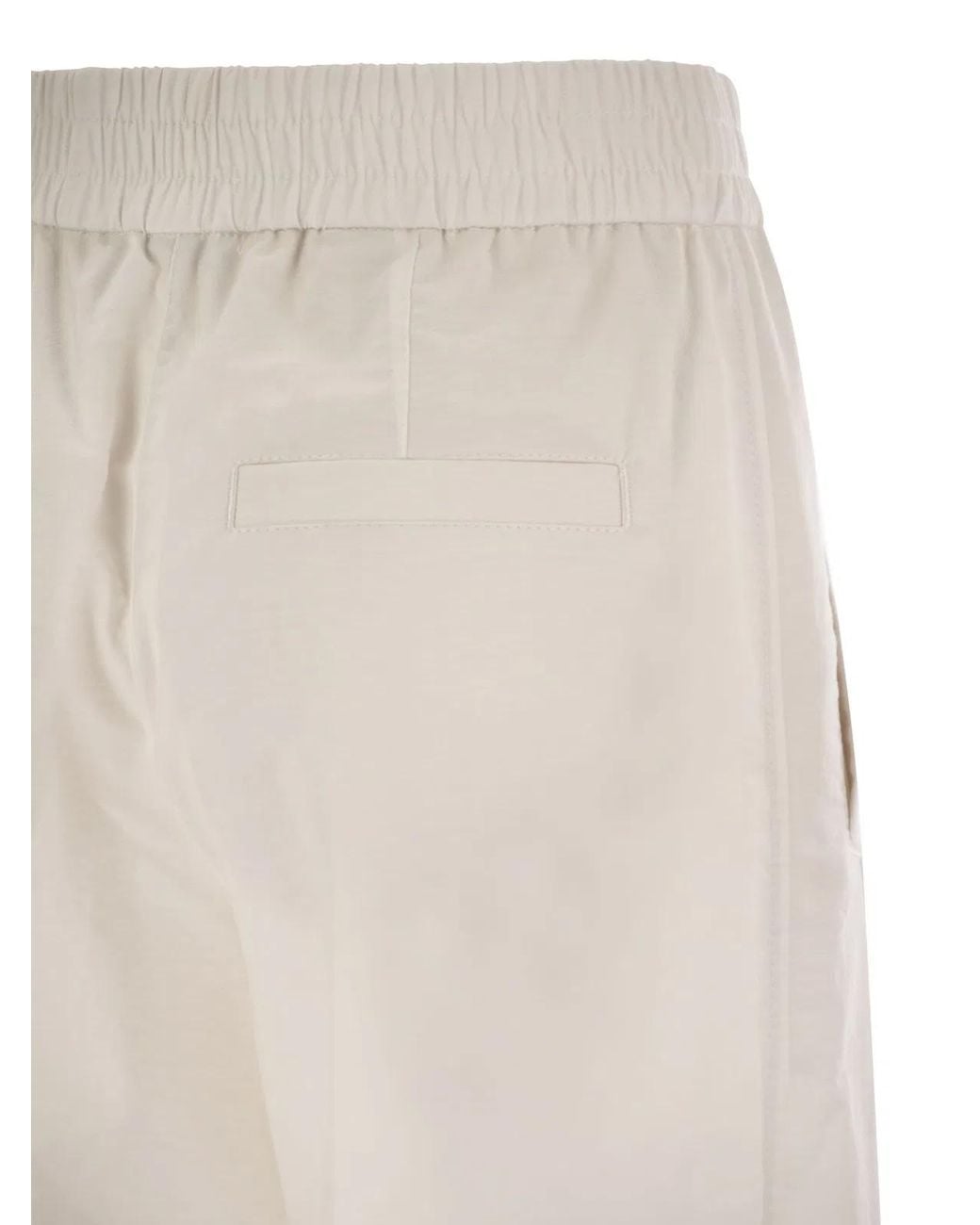 Brunello Cucinelli White Loose Fit Cotton Trousers