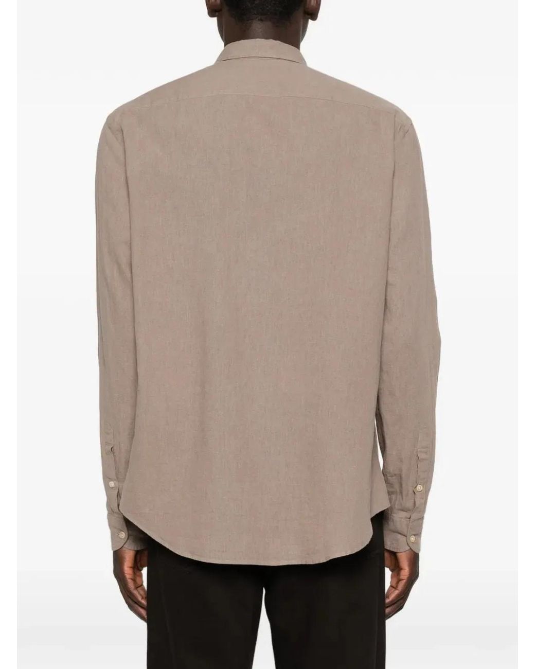 Emporio Armani Gray Linen Cotton Shirt for men