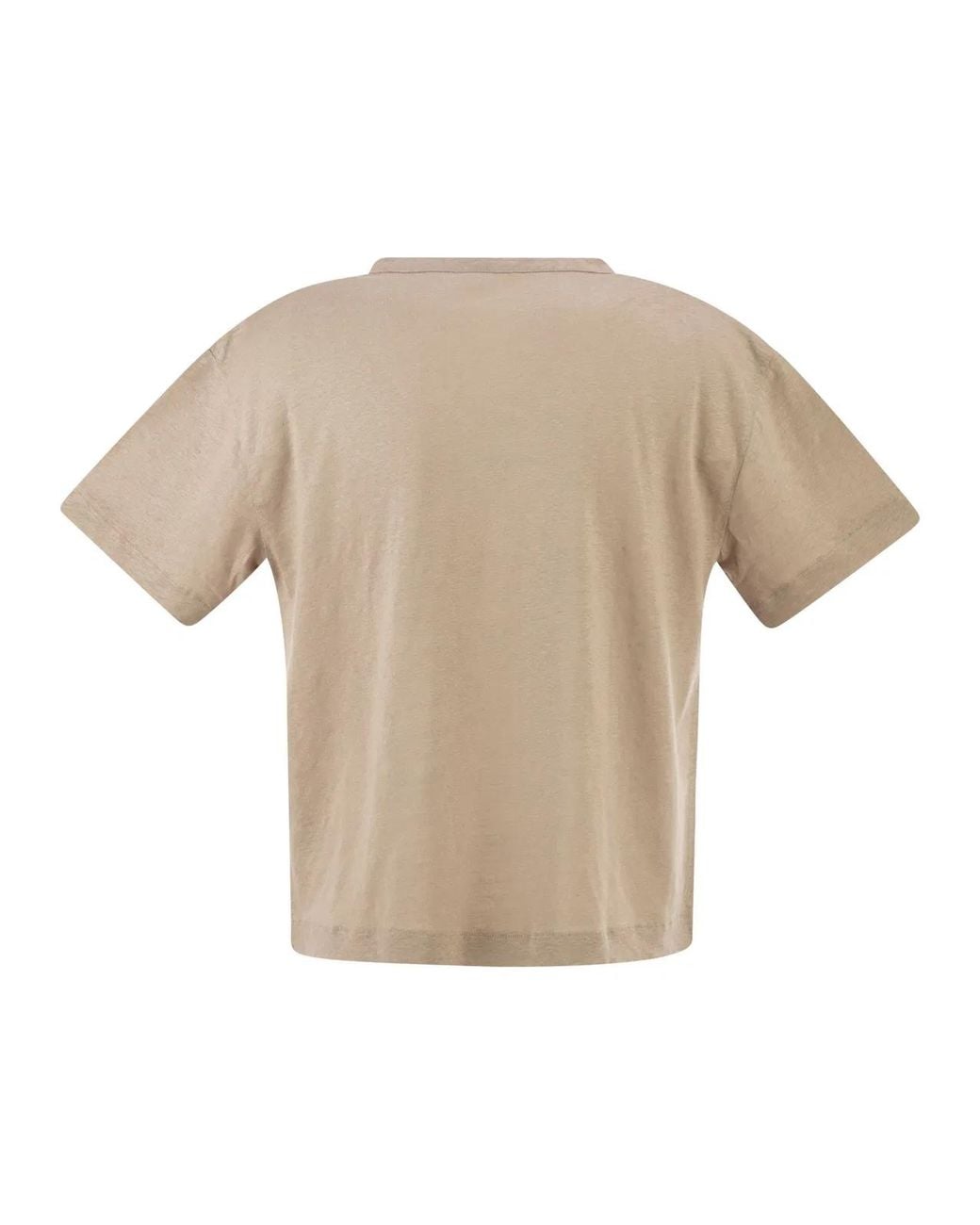 Majestic White Stretch Linen T-Shirt With V-Neck