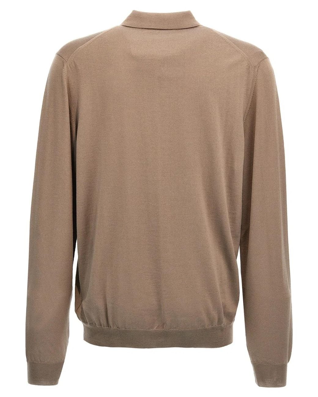 Zanone Brown Virgin Wool Polo Shirt for men