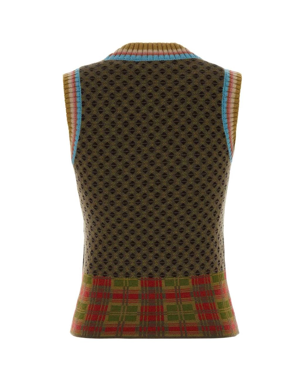 Dries Van Noten Green Embroidered Wool-Blend Vest For