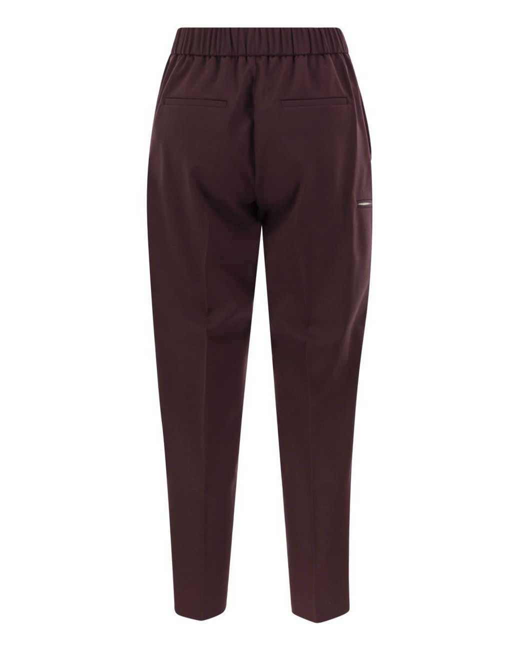 Peserico Purple Virgin Wool Trousers With Elasticated Waistband