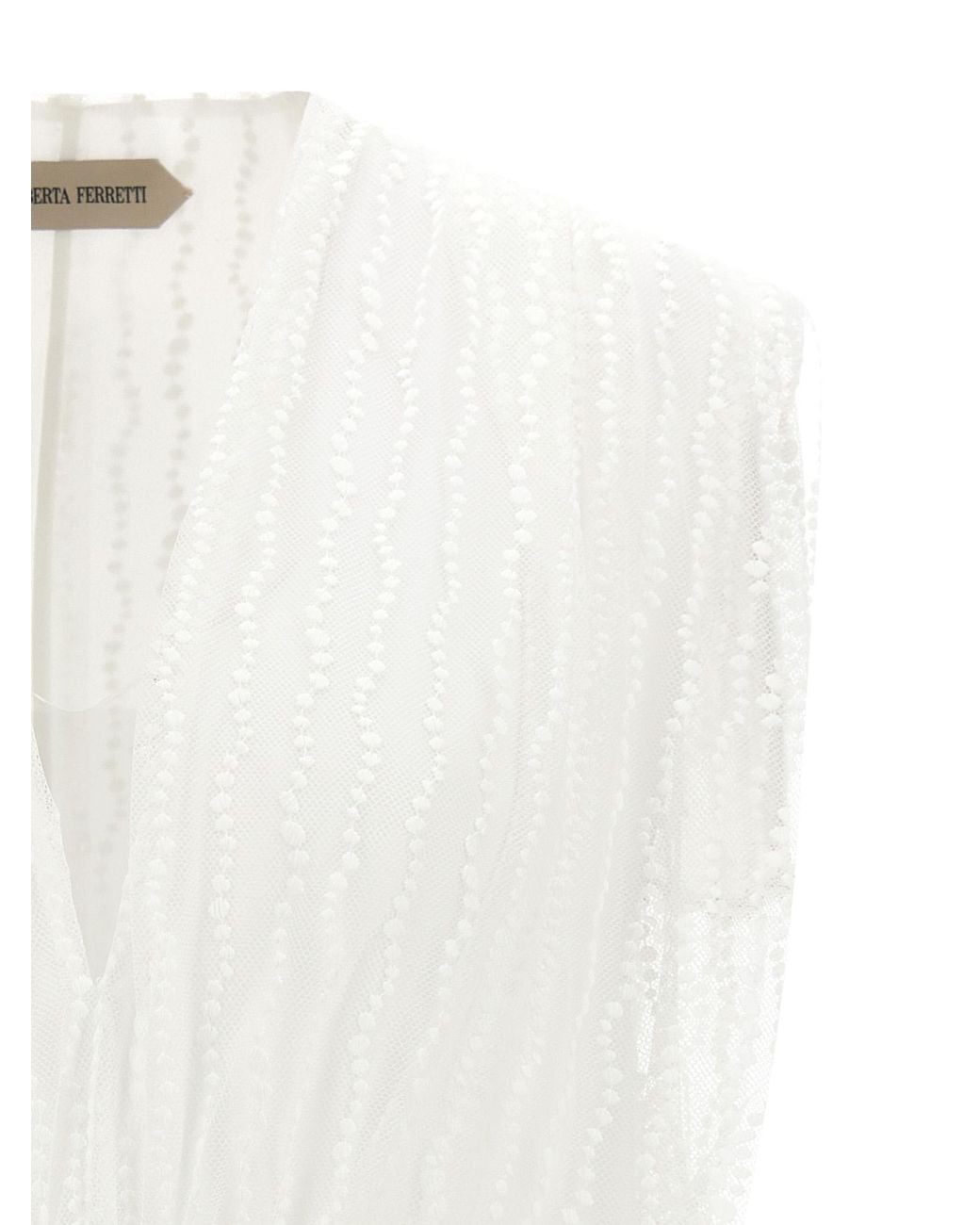 Alberta Ferretti White Asymmetrical Tulle Top