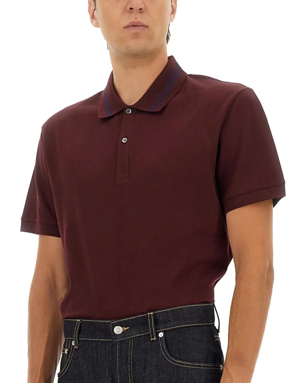McQueen Red Polo Shirt With Logo On The Collar for men