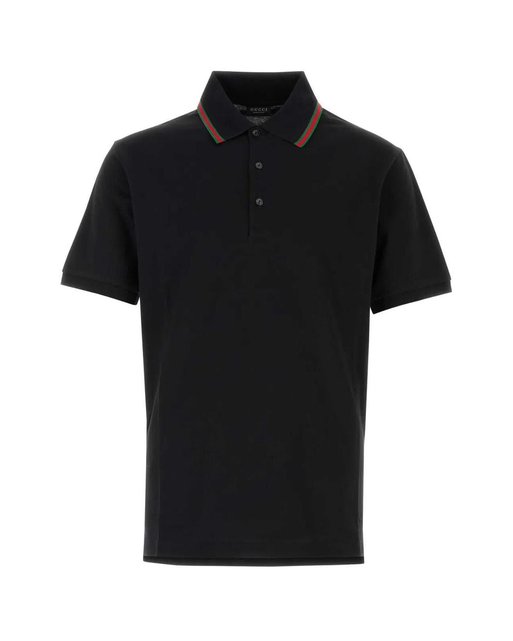 Gucci Black Short-Sleeved Polo With Web Band for men
