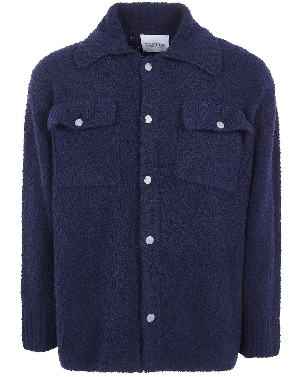 Laneus Blue Knitte Overshirt Boxy Fit for men