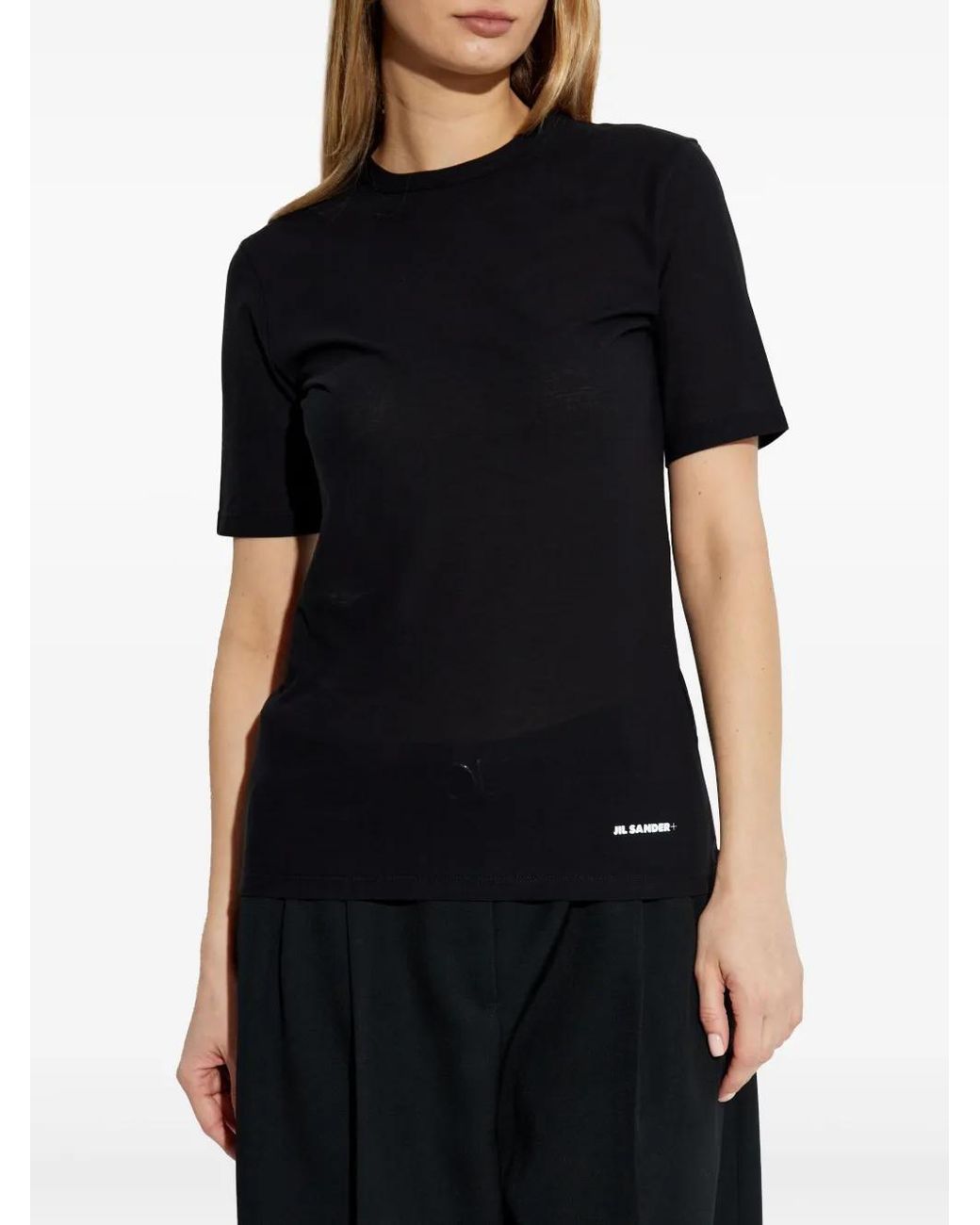 Jil Sander Black Cotton Logo T-Shirt