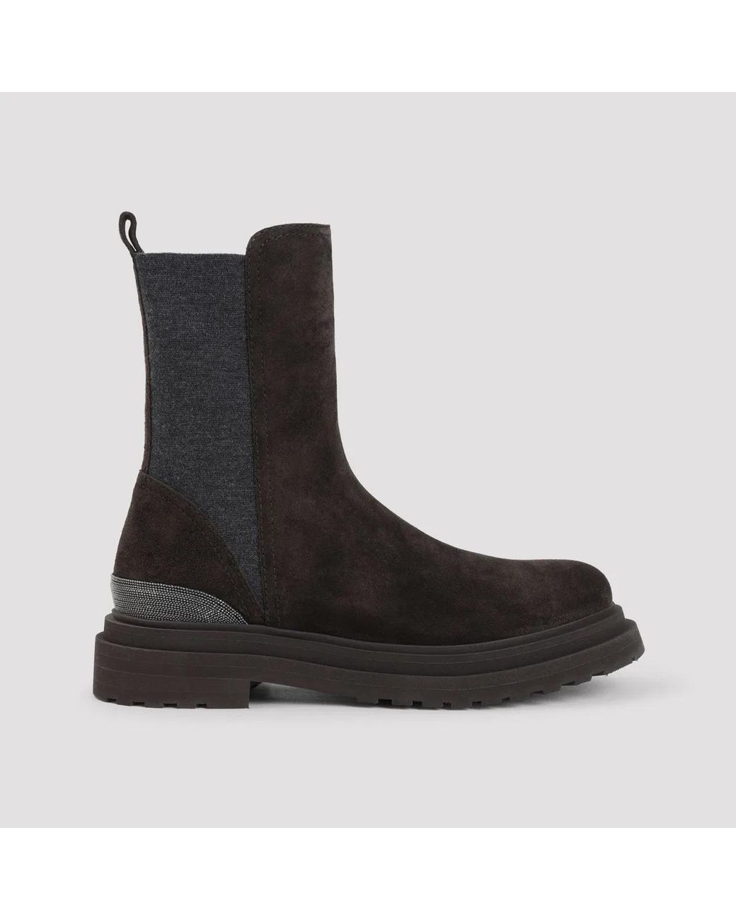 Brunello Cucinelli Black Suede Boot