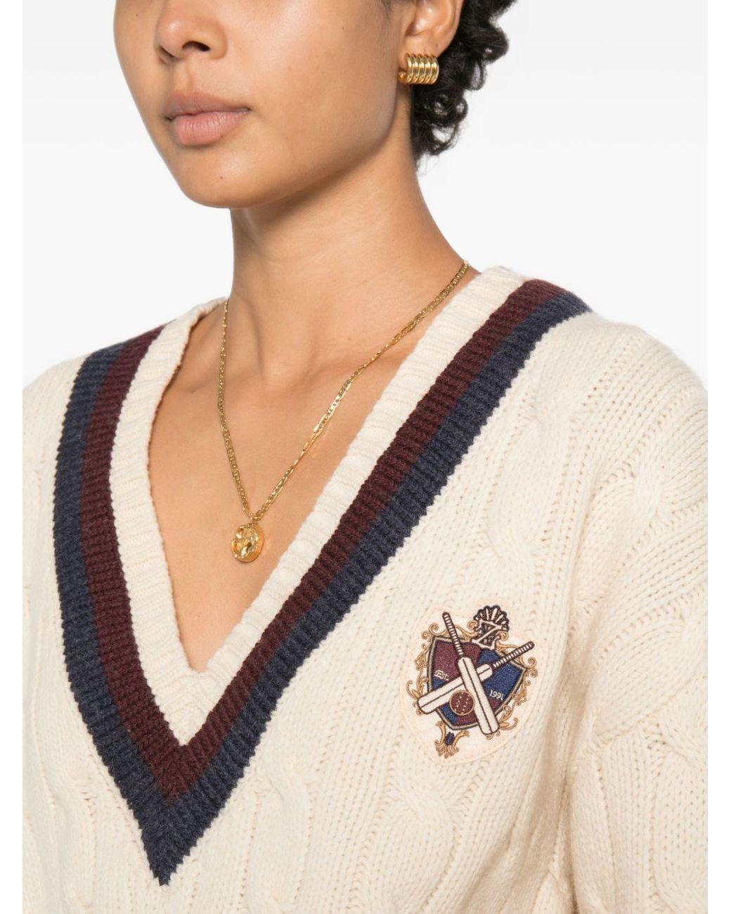 Zimmermann Natural Valiant Wool V-Necked Jumper