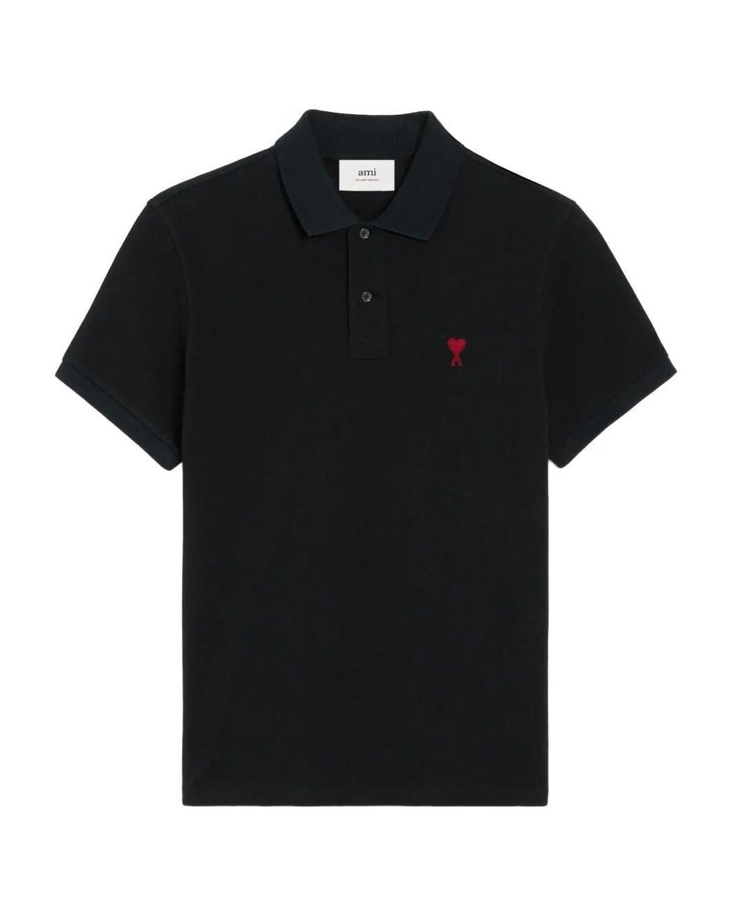 AMI Black Cotton Polo for men