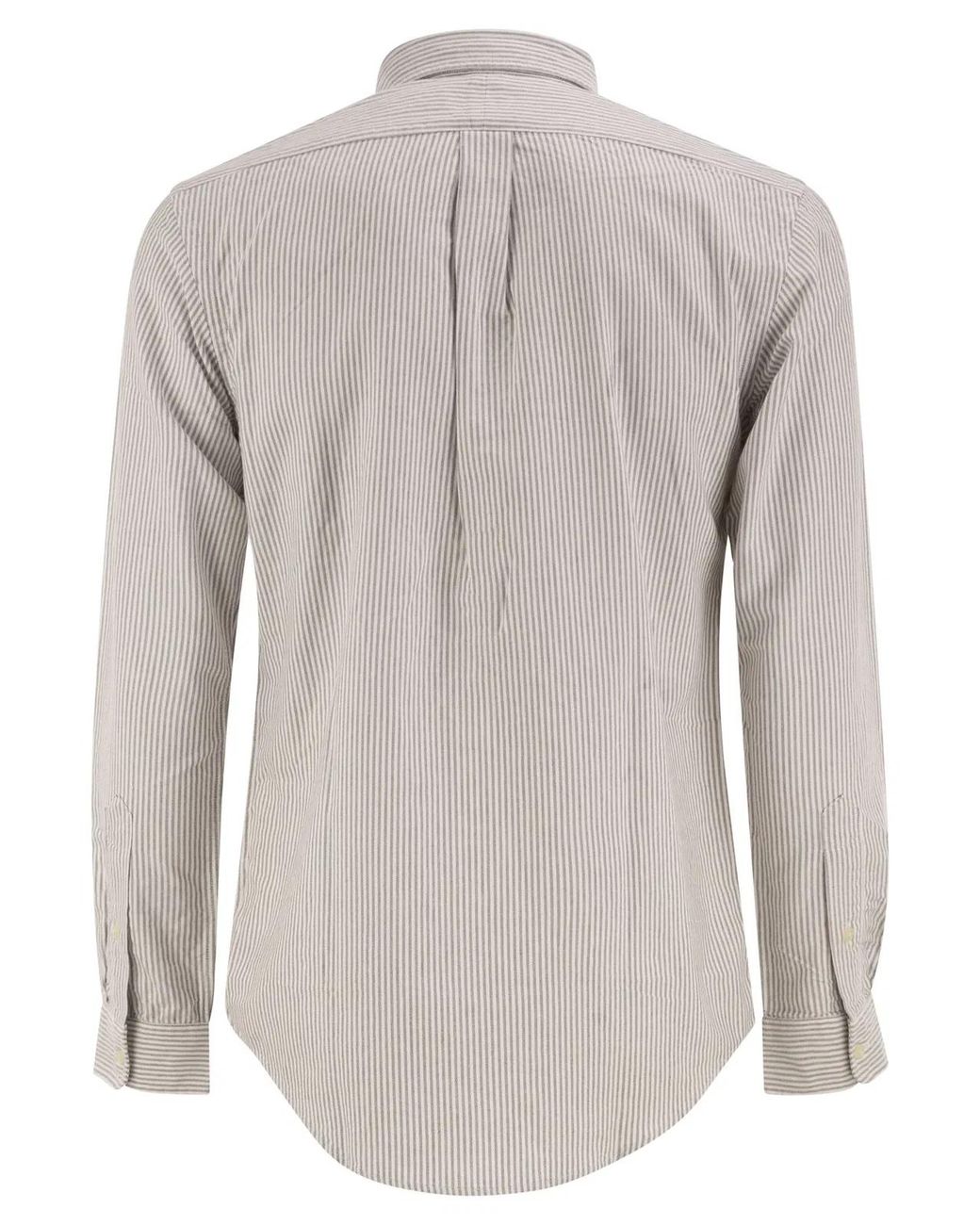 Polo Ralph Lauren Gray Striped Cotton Button-Down Shirt for men