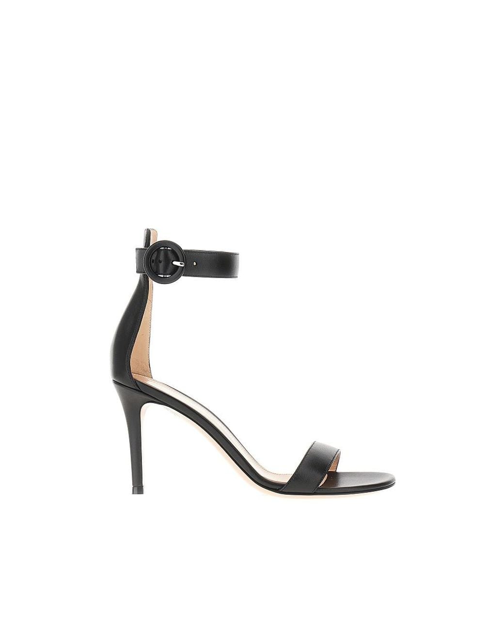 Gianvito Rossi Black Smooth Leather Portofino Sandals