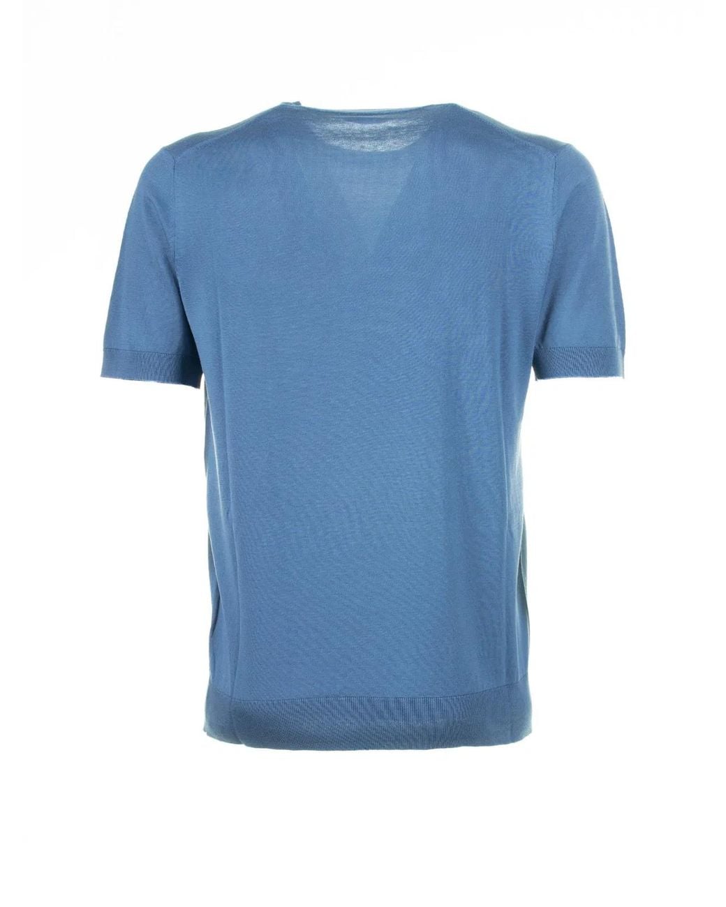 Paolo Pecora Blue Light Cotton And Silk T-Shirt for men