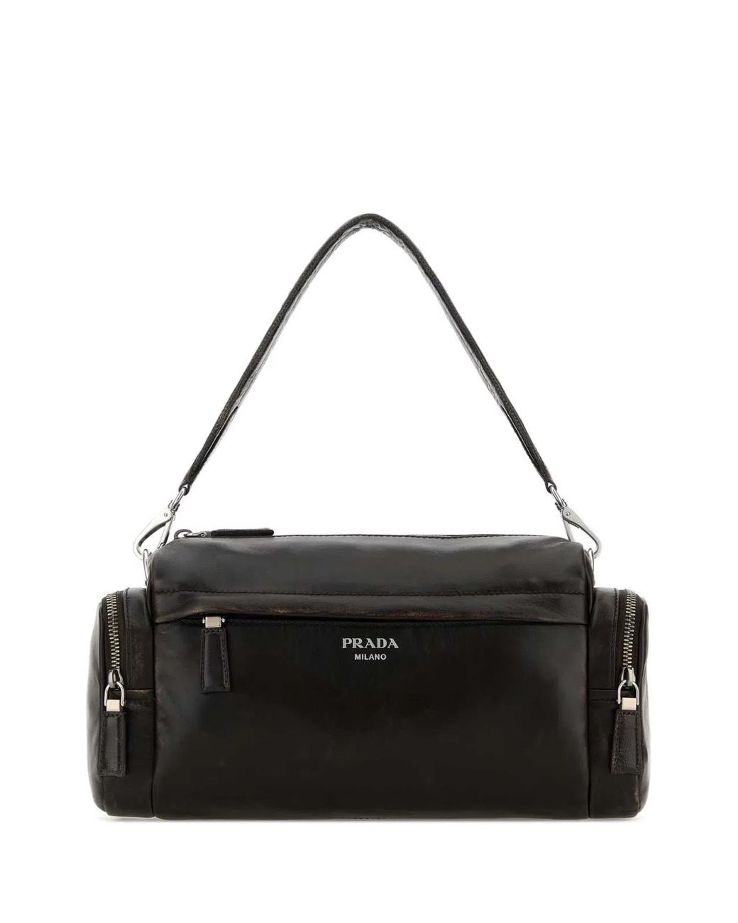 Prada Black Dark Brown Nappa Leather Crossbody Bag for men