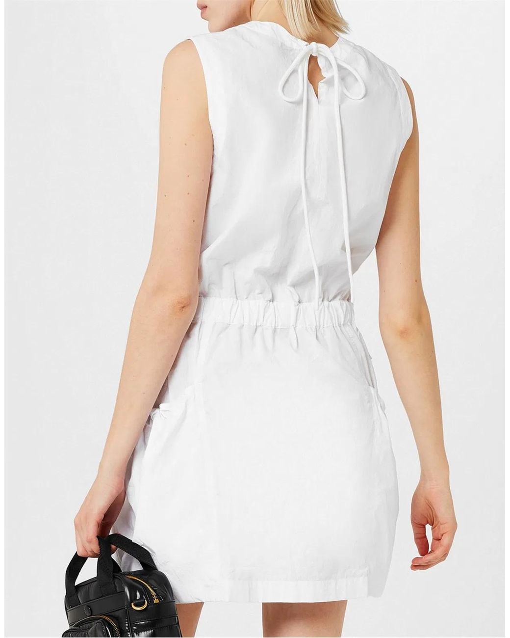 Moncler White Drawstring Sleeveless Mini Dress