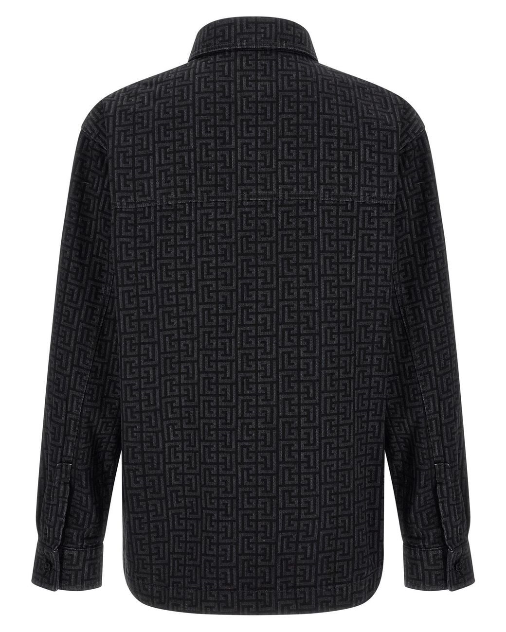 Balmain Black Monogram Pattern Overshirt for men