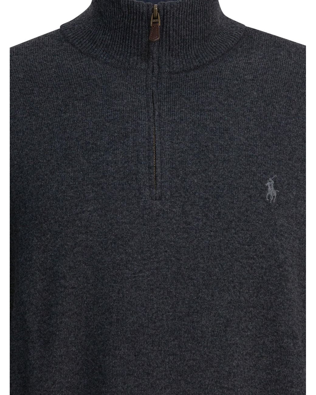 Polo Ralph Lauren Blue Sweater With A Half-Zip And Logo for men