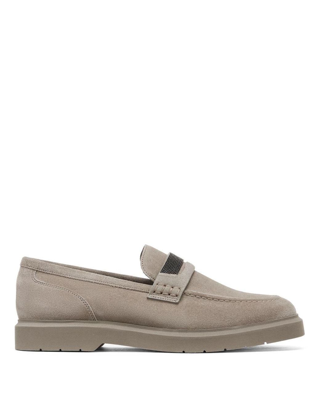 Brunello Cucinelli Gray Suede Penny Loafer