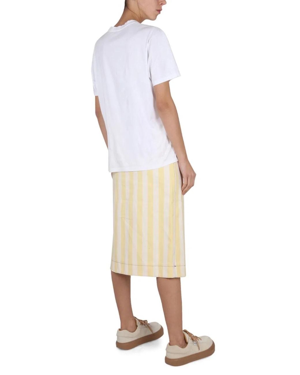 Sunnei Natural Striped Pattern Skirt