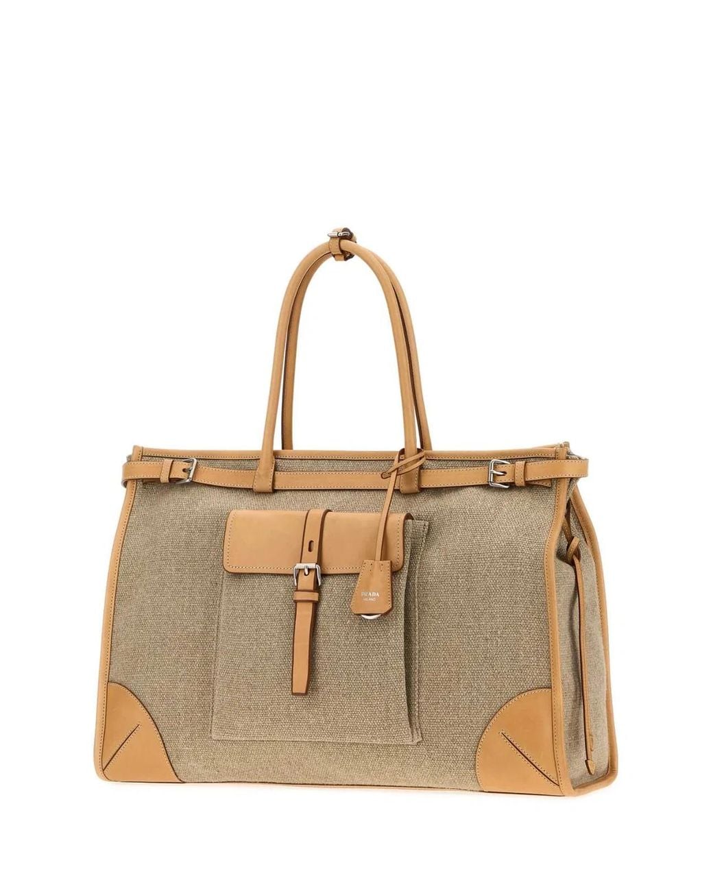 Prada Natural Cappuccino Canvas Bonnie Shopping Bag for men