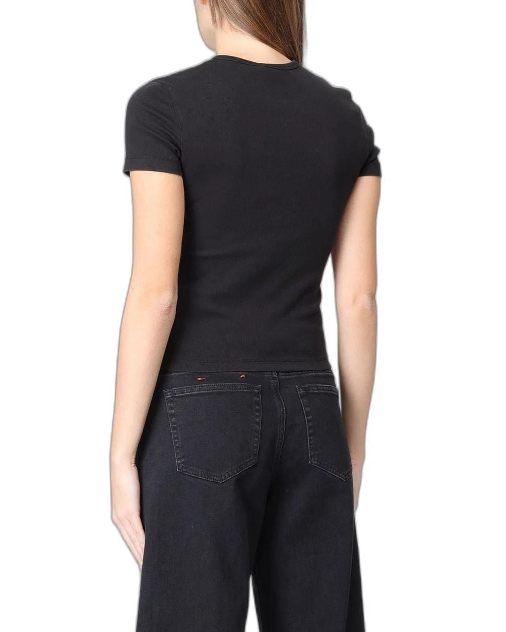 DIESEL Black Slim-Fit Stretch Cotton T-Shirt With Metallic Oval D Logo