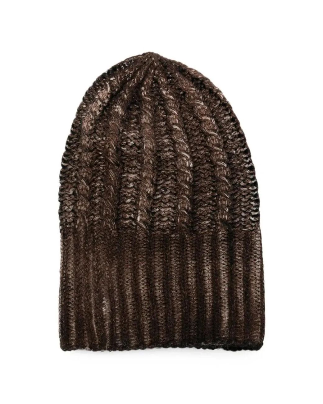 Avant Toi Brown Hand Painted Cashmere Braided Hat With High Edge