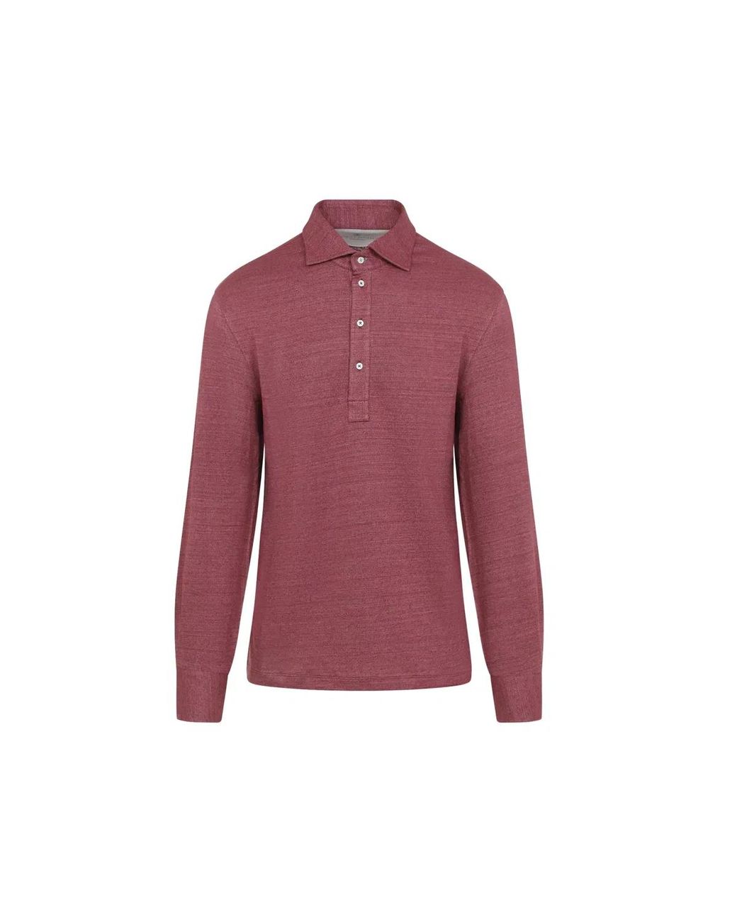 Brunello Cucinelli Purple Coral Linen Long Sleeves Polo for men
