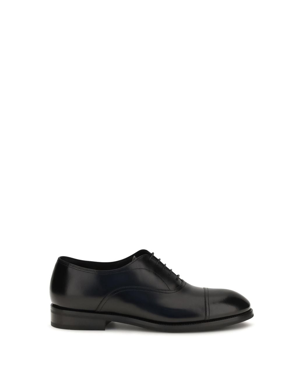 Santoni Black Leather Lace-Up Shoes for men