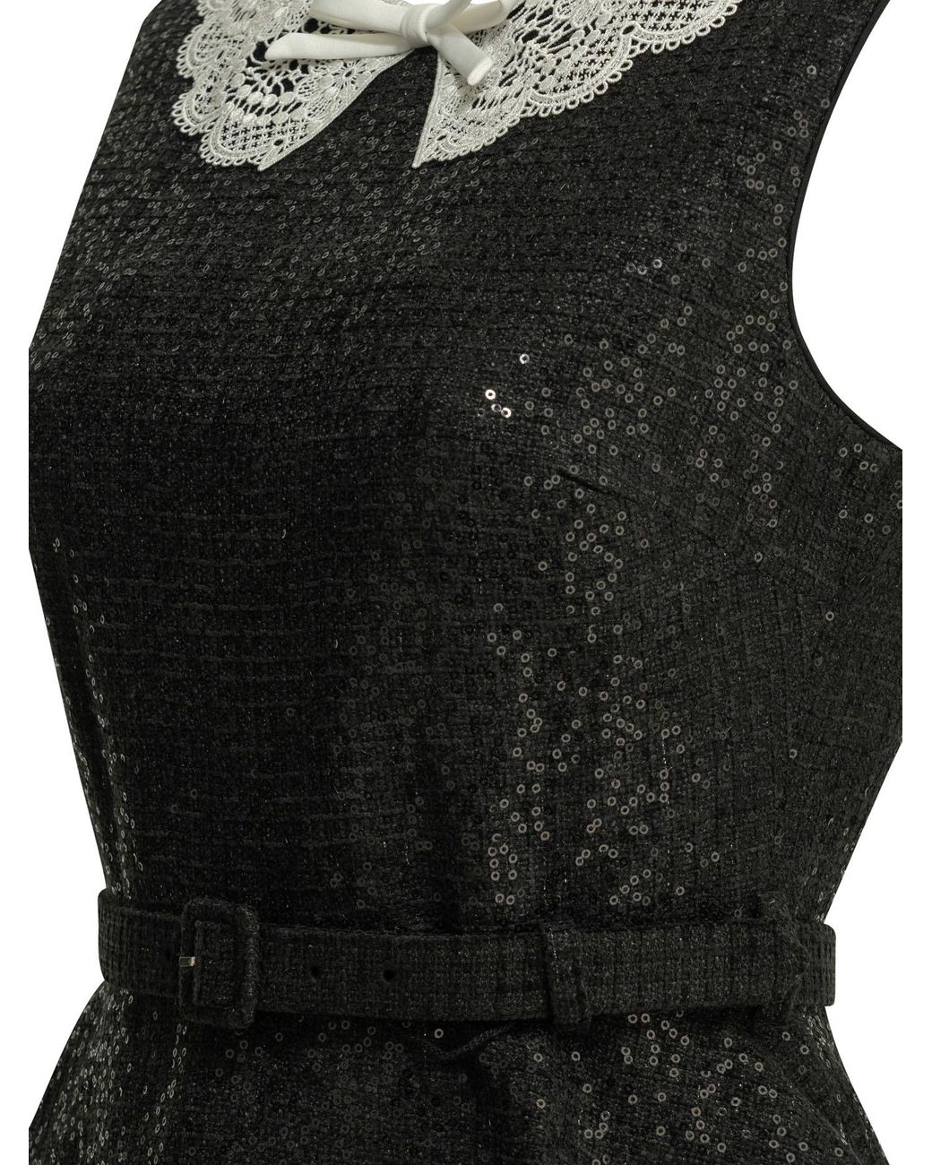 Self-Portrait Black Sequin Bouclé Dress