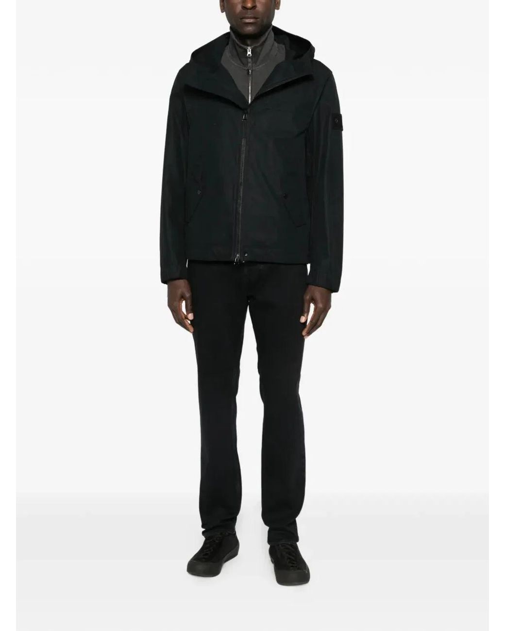 Stone Island Black Cotton Elastane Trousers for men