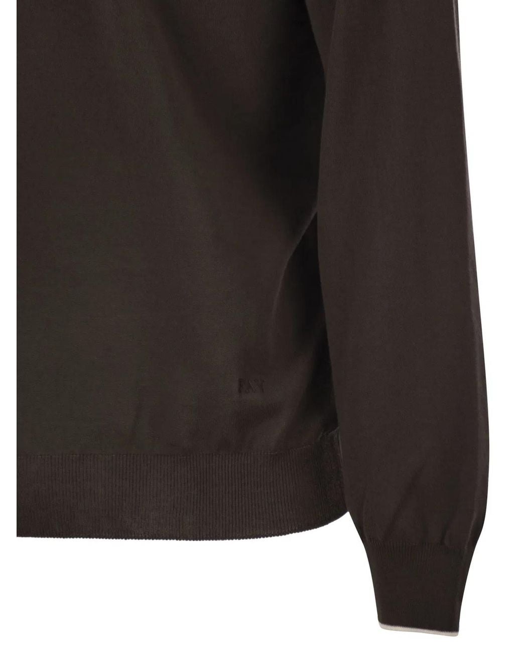 Fay Black Cotton Crew Neck Jumper for men