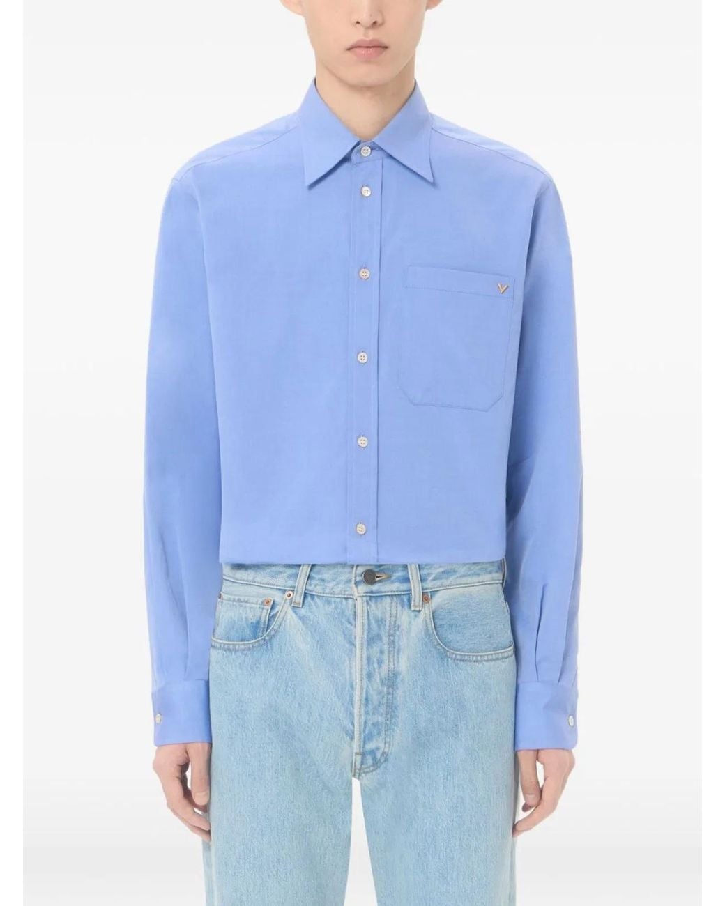 Valentino Blue Vgold Cotton Shirt for men