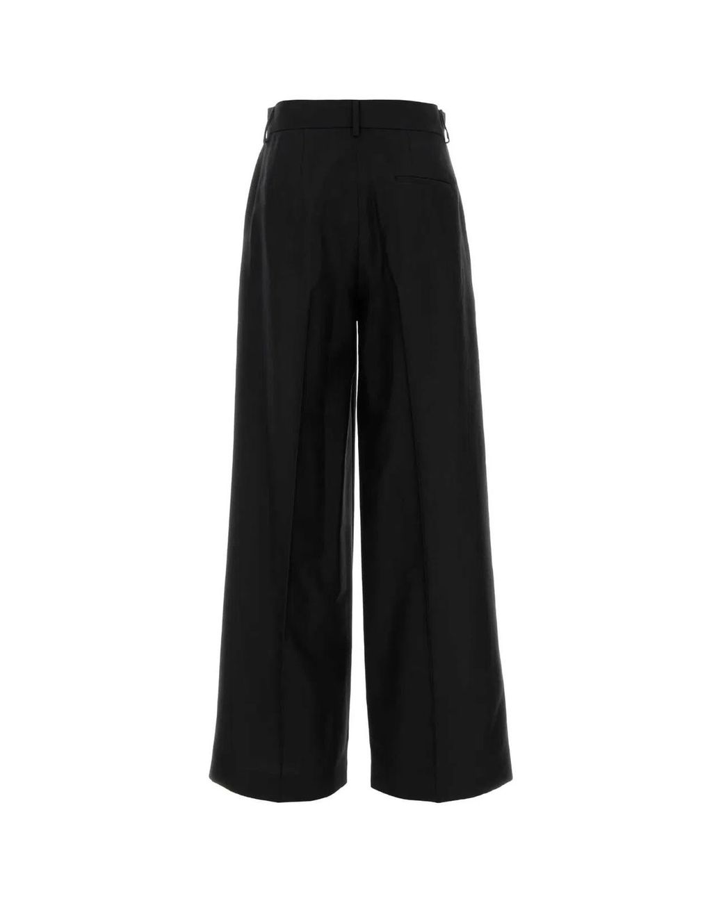 Alberta Ferretti Black Wool Blend Wide-Leg Pant