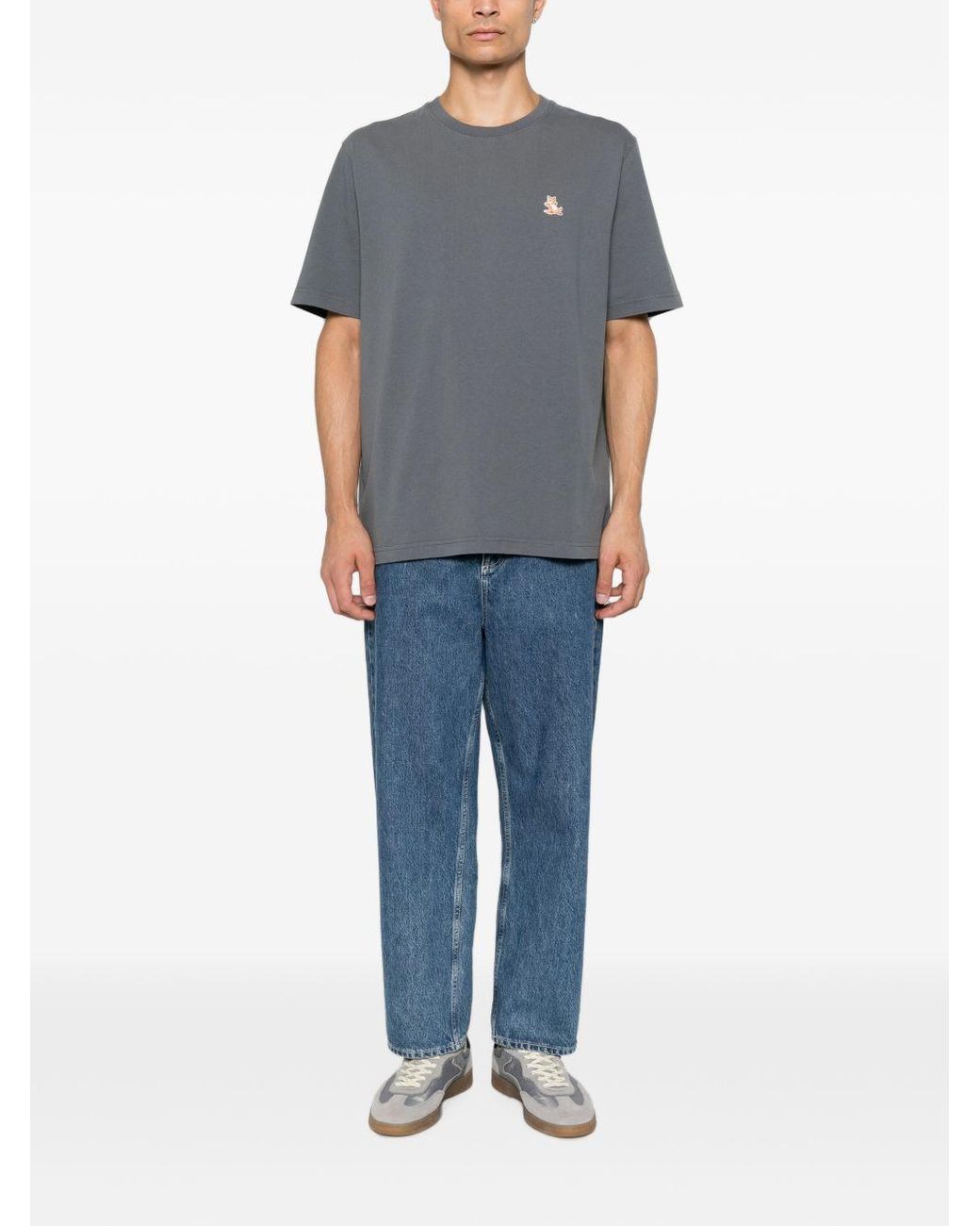 Maison Kitsuné Gray Maison Kitsuné Chillax Fox Cotton T-Shirt for men
