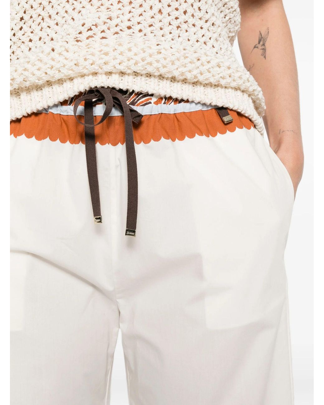 Herno White Pantalone Summer Print