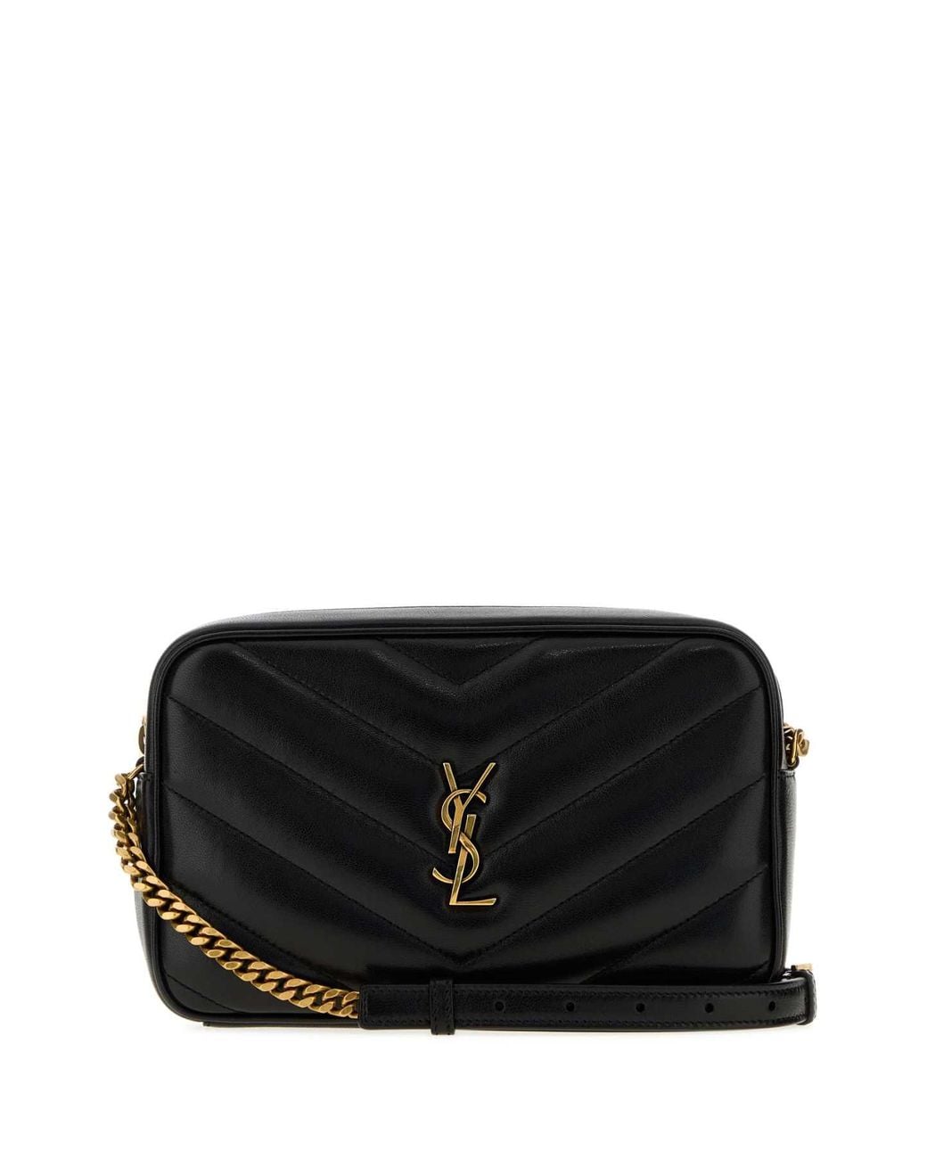 Saint Laurent Black Style Leather Loulou Crossbody Handbag, 23 Cm