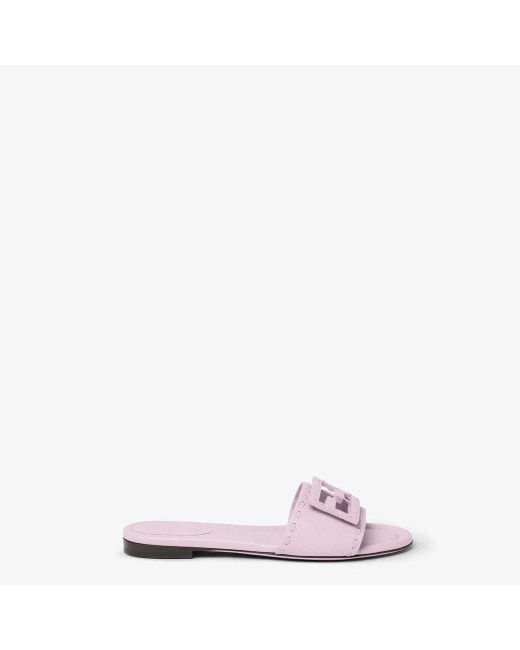 Fendi Pink Baguette Leather Flat Sandals