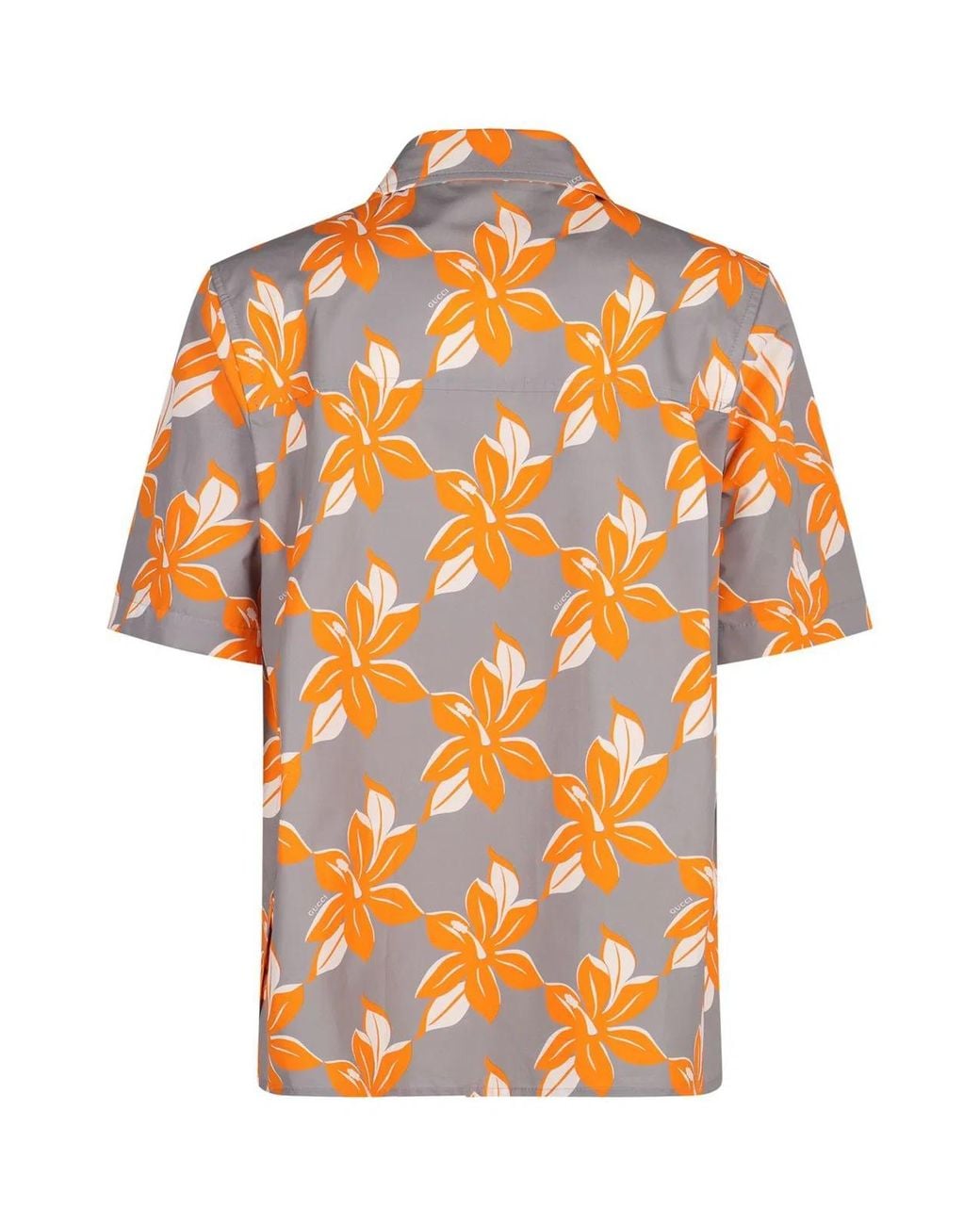 Gucci Orange Printed Cotton Poplin Shirt for men