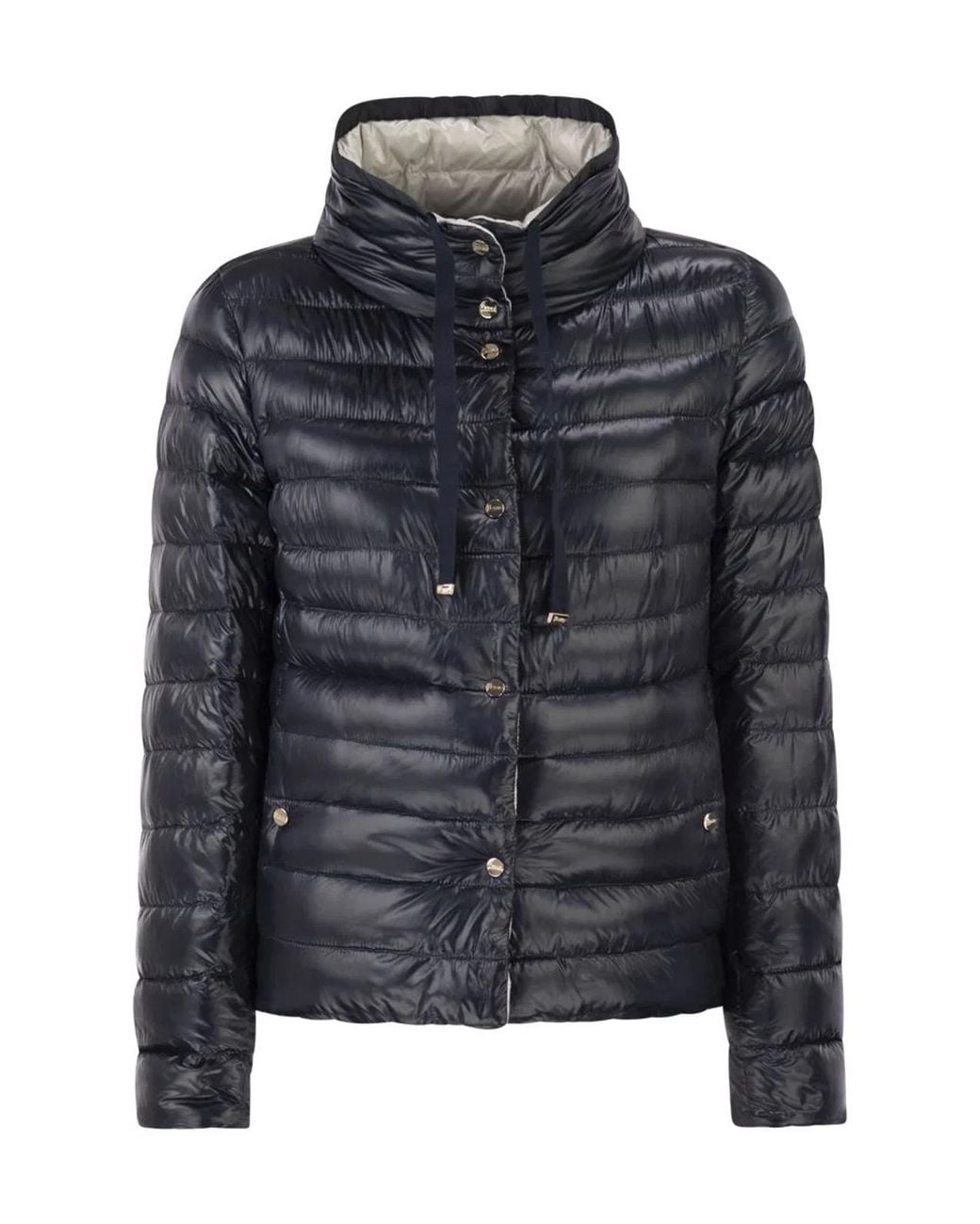 Herno Black Reversible Ultra-Light Nylon Down Jacket With Funnel Neck