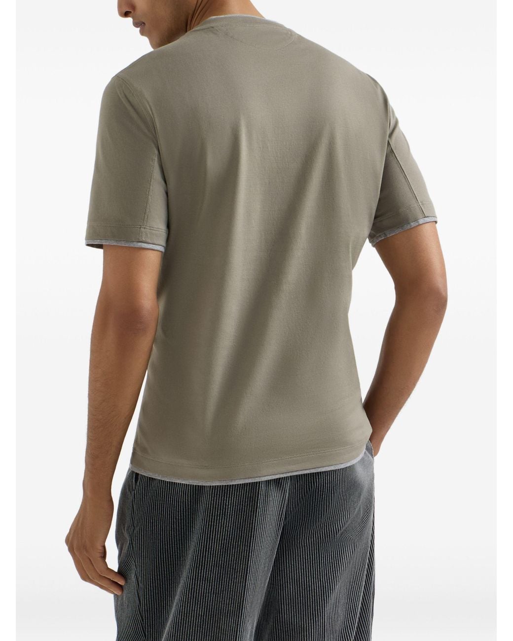 Brunello Cucinelli Gray Cotton T-Shirt for men