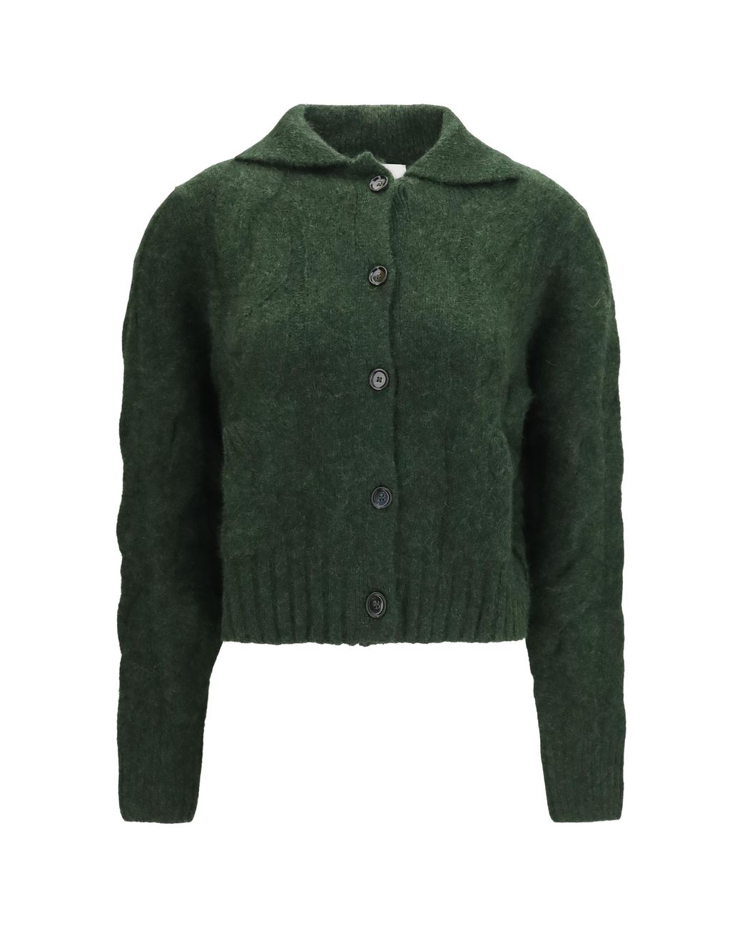 Allude Green Cashmere And Silk Sweater With Buttons Kashmir/Capra Hircus