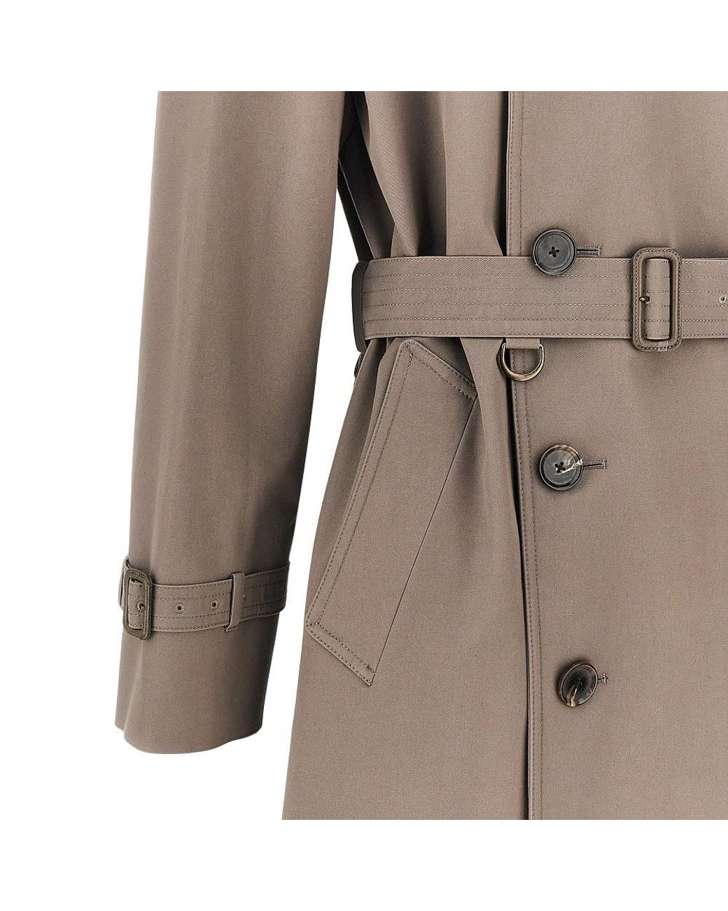Caruso Brown Cotton Double-Breasted Long Trench-Coat for men