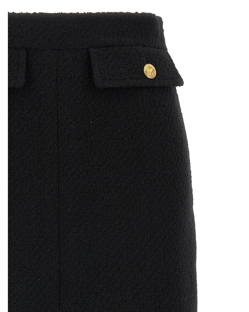 Chloé Black Bouclé Wool Skirt