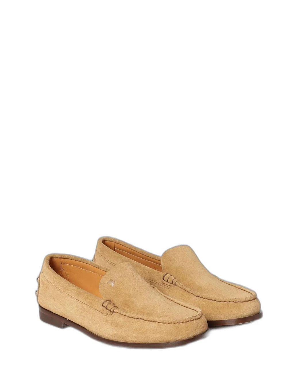 Tod's White Suede Leather Loafers