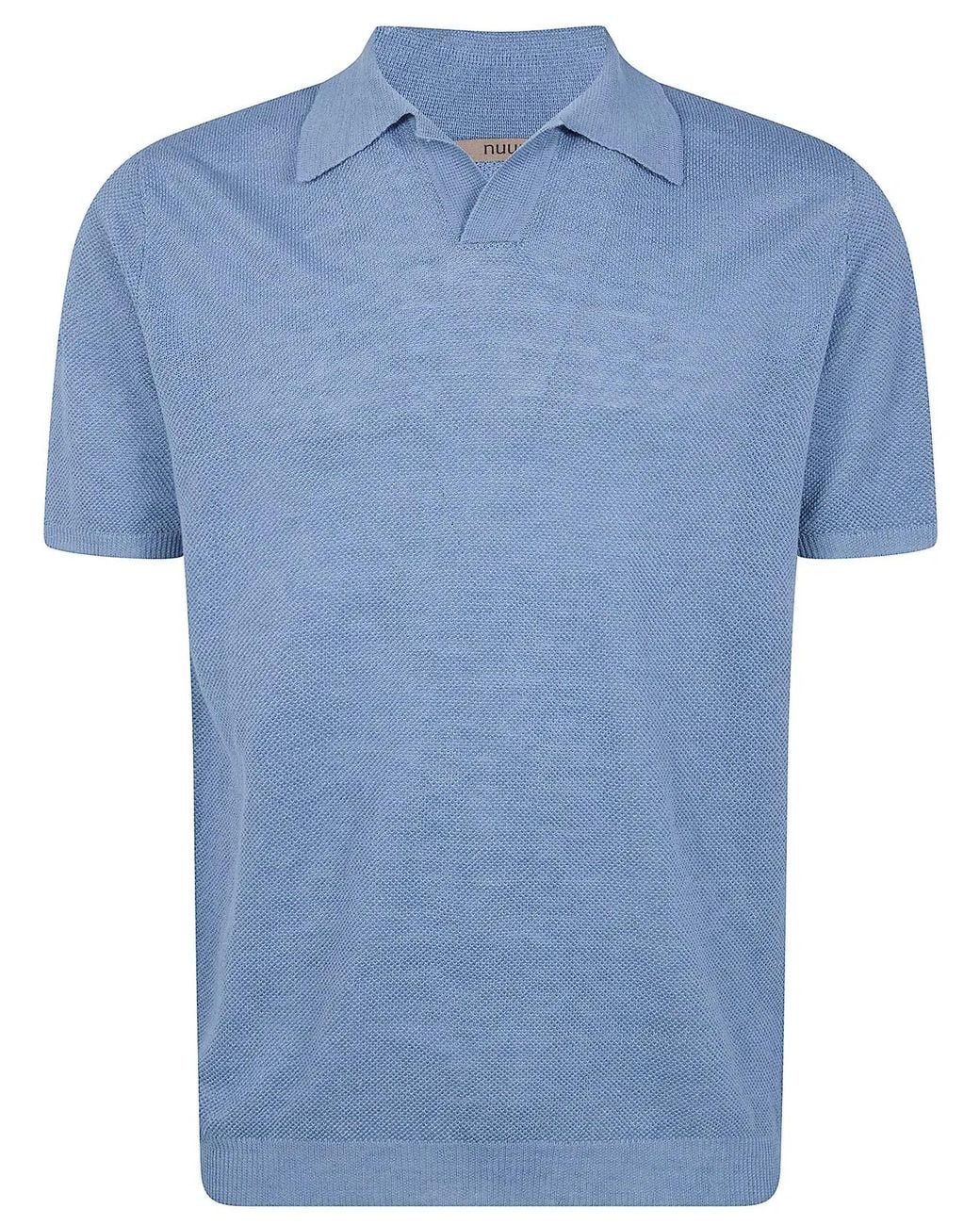 Nuur Blue Short Sleeved Polo Neck Piquet Stitch T-Shirt for men