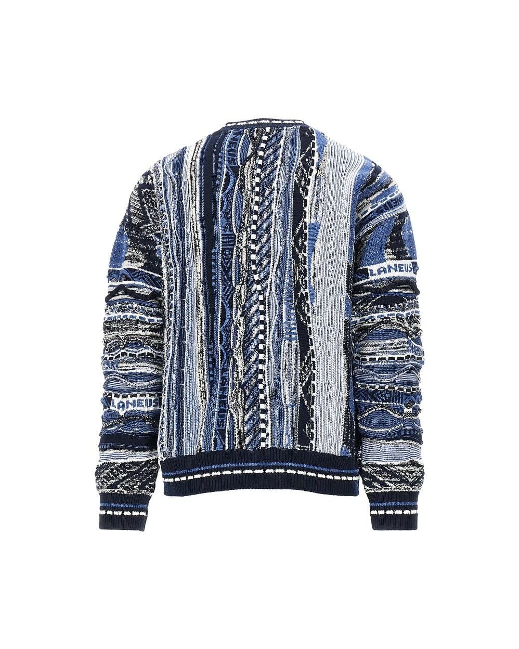 Laneus Blue Jacquard Knit Cardigan for men