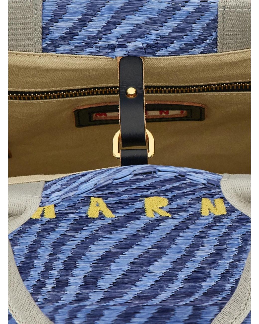 Marni Blue Raffia Handbag