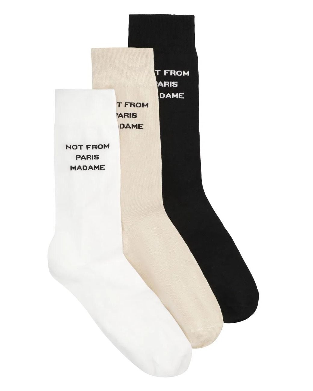 Drole de Monsieur Black Slogan Set Of Three Socks for men